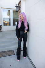 Load image into Gallery viewer, Leather Blakely High Waisted Bell Bottom Flare Jeans - Black